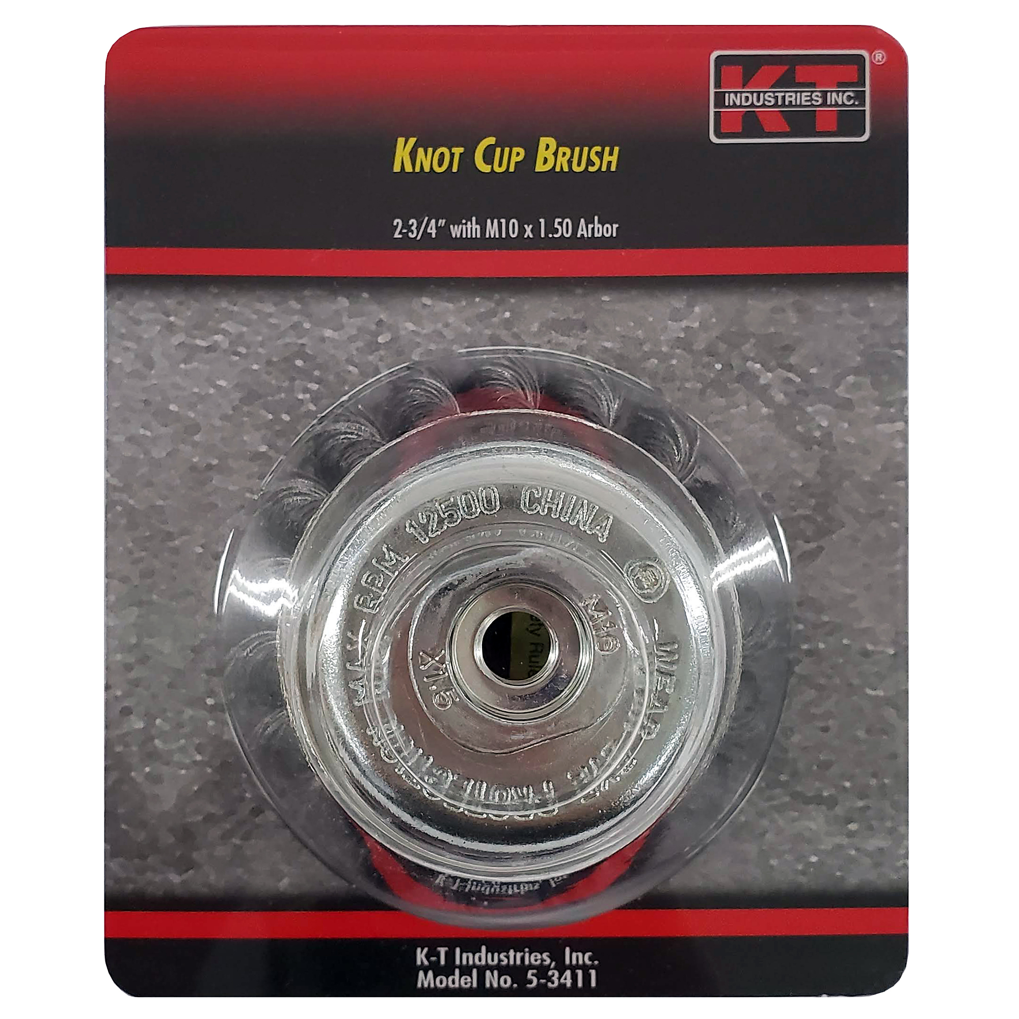 K-T Industries Knot Cup Brush — 2 3/4in., M10 x 1.50 Arbor, 12,500 RPM, Model# 5-3411